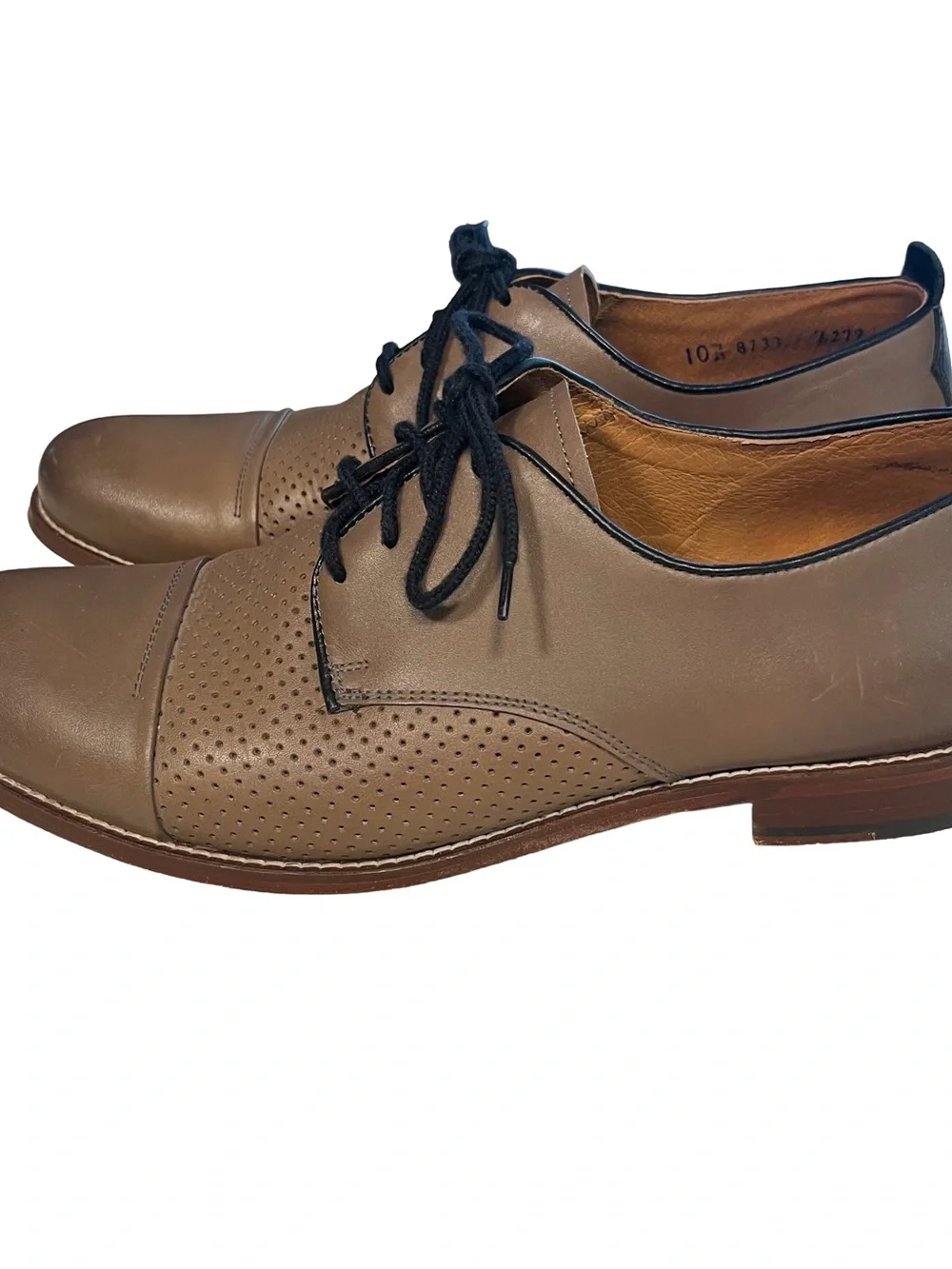 Penny Luck Dreamer Men's Gray Brown Sz 10 Leather Oxford Shoe EUC